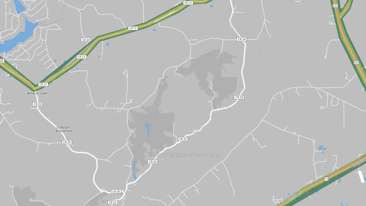 Straight Mountain, AL Map of Noise Levels in Straight Mountain
