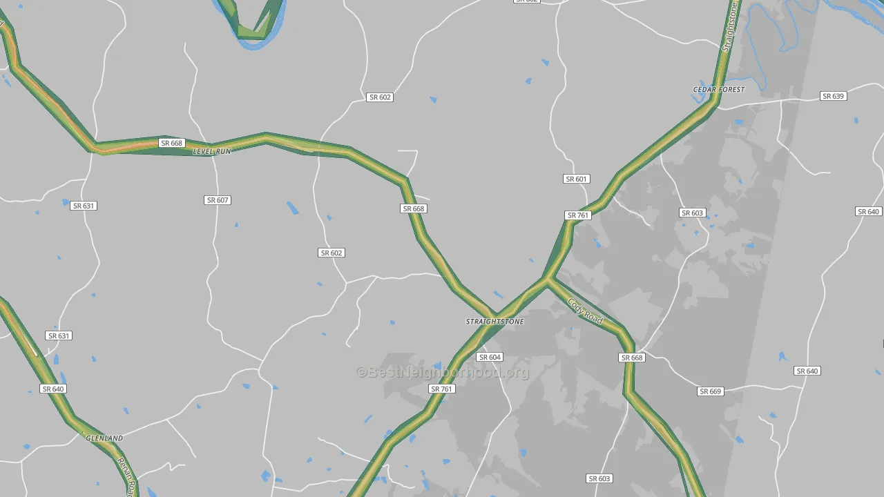 Straightstone, VA Map of Noise Levels in Straightstone