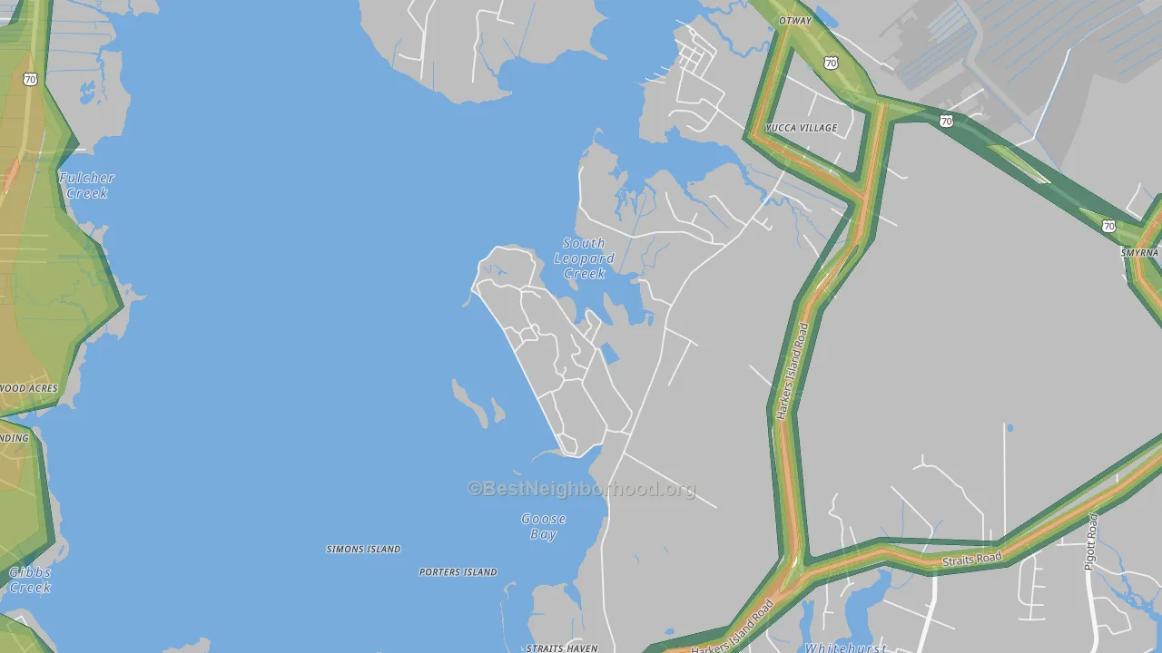 Straits, NC Map of Noise Levels in Straits