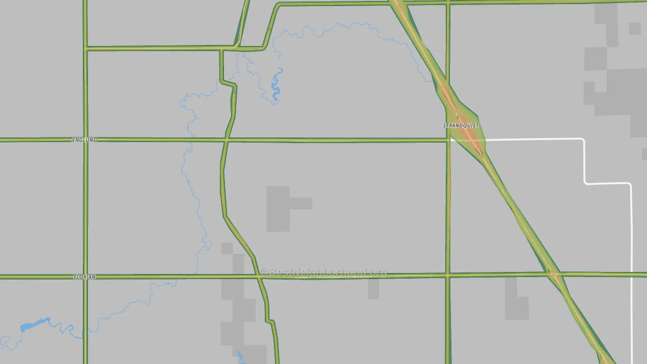 Strandquist, MN Map of Noise Levels in Strandquist