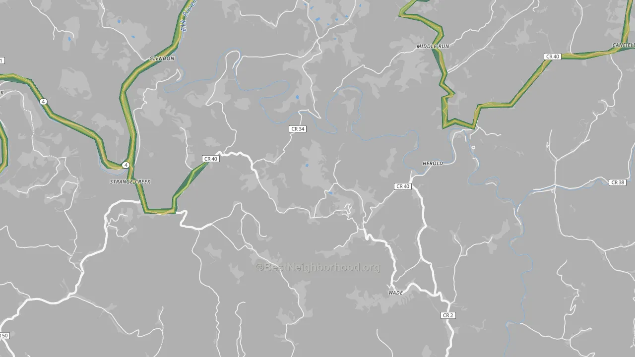 Strange Creek, WV Map of Noise Levels in Strange Creek