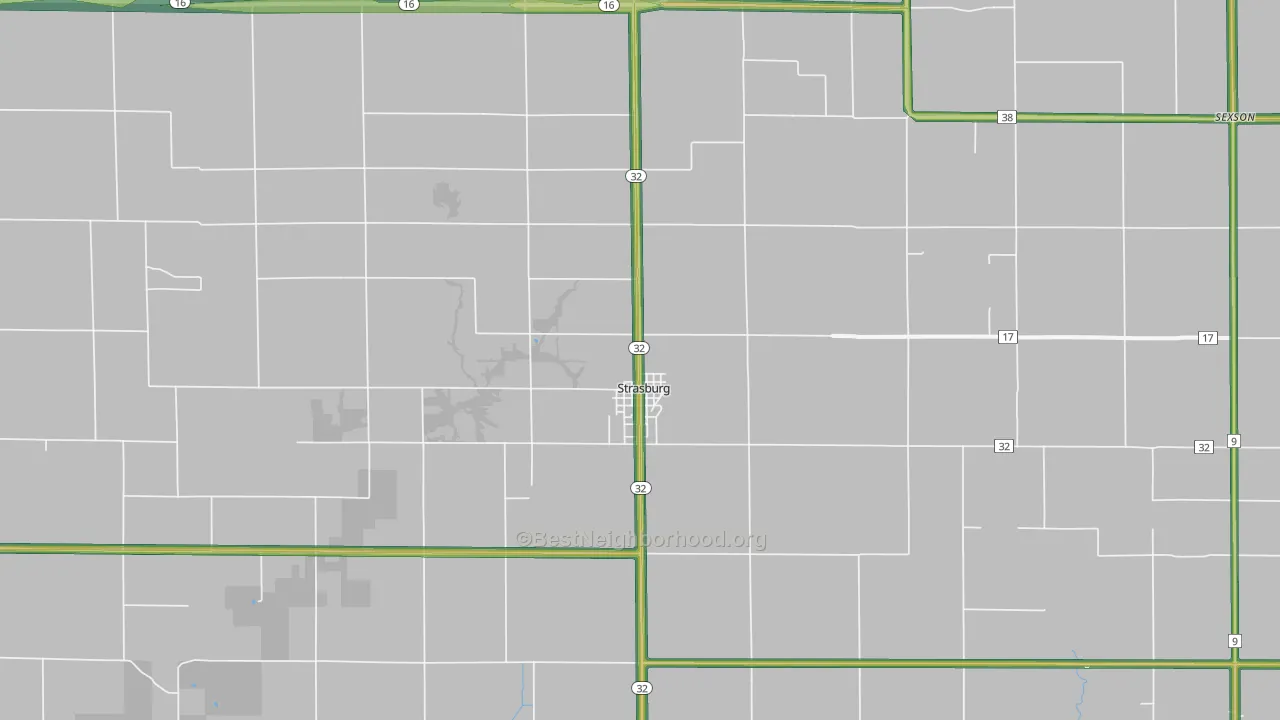 Strasburg, IL Map of Noise Levels in Strasburg
