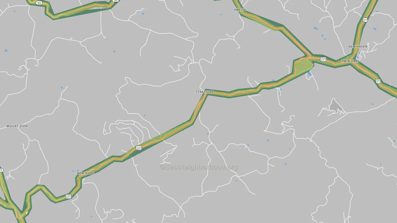 Stratford, NC Map of Noise Levels in Stratford