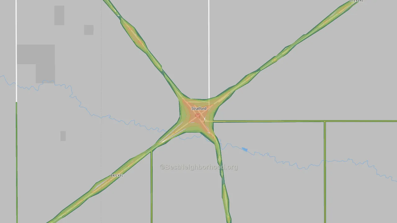 Stratford, TX Map of Noise Levels in Stratford
