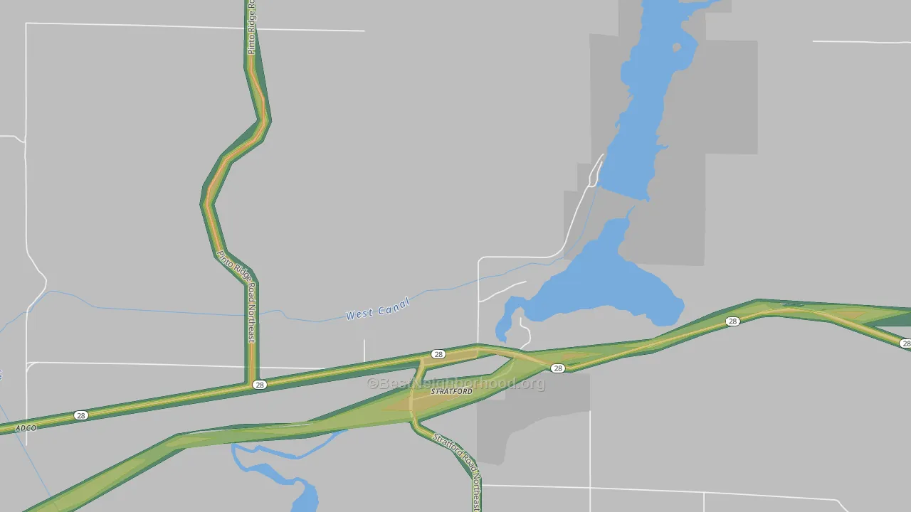 Stratford, WA Map of Noise Levels in Stratford