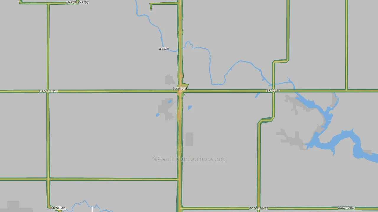 Stratford, WI Map of Noise Levels in Stratford