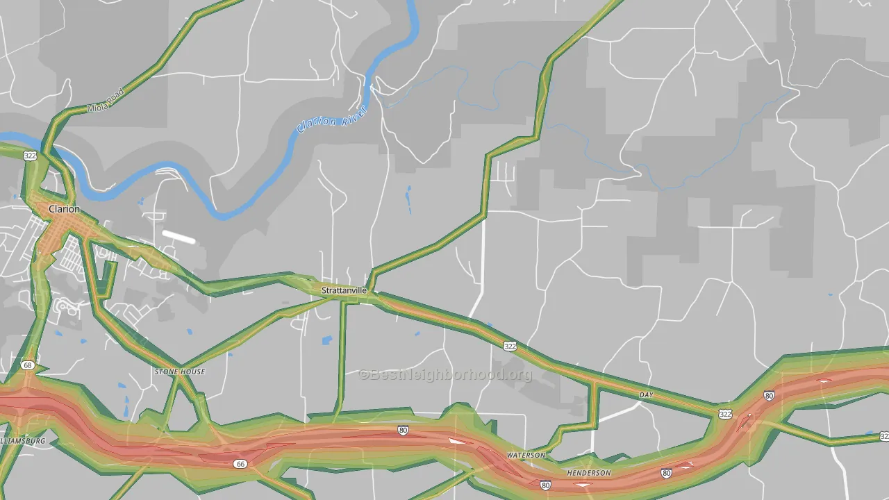 Strattanville, PA Map of Noise Levels in Strattanville