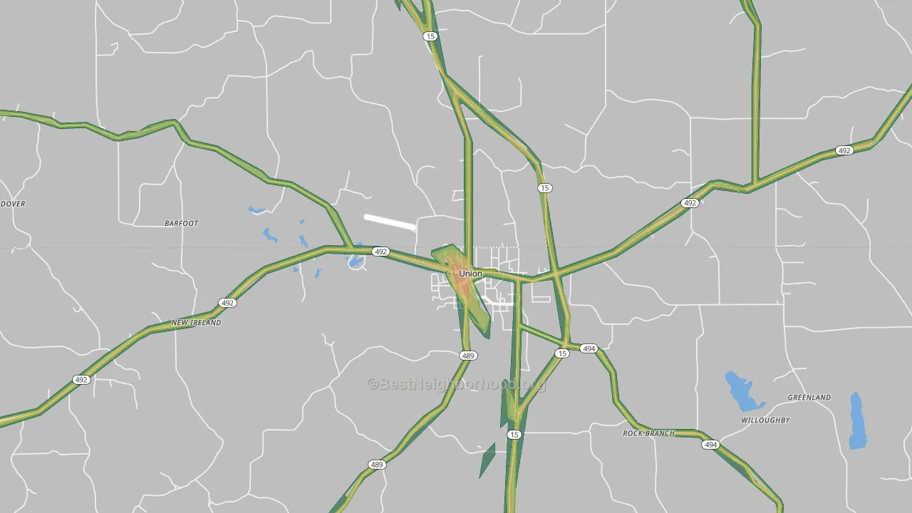 Stratton, MS Map of Noise Levels in Stratton