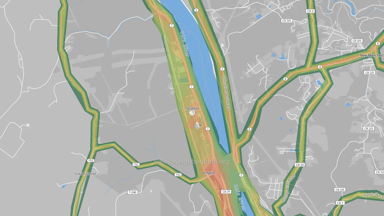 Stratton, OH Map of Noise Levels in Stratton