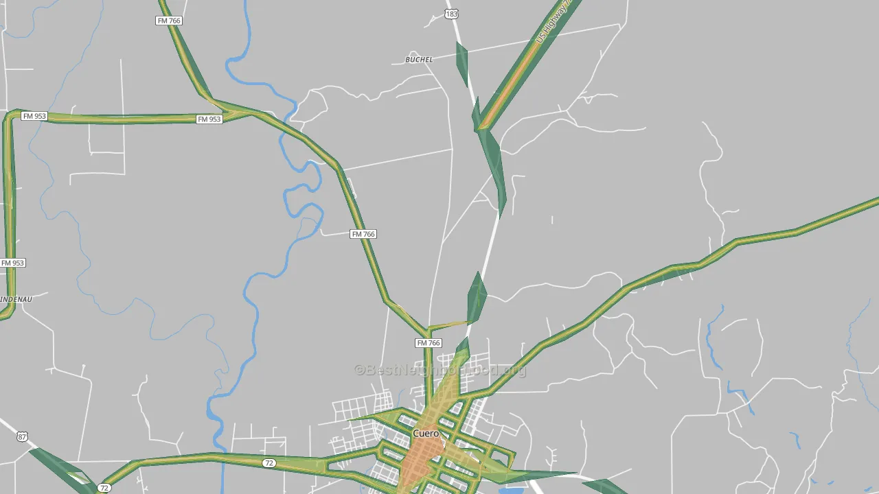Stratton, TX Map of Noise Levels in Stratton