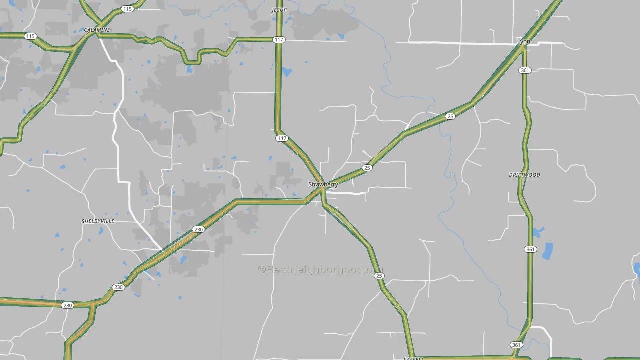 Strawberry, AR Map of Noise Levels in Strawberry