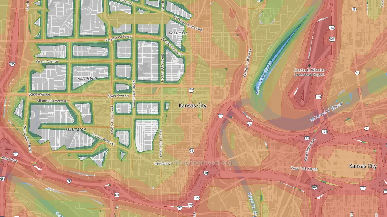 Strawberry Hill, Kansas City, KS Map of Noise Levels in Strawberry Hill