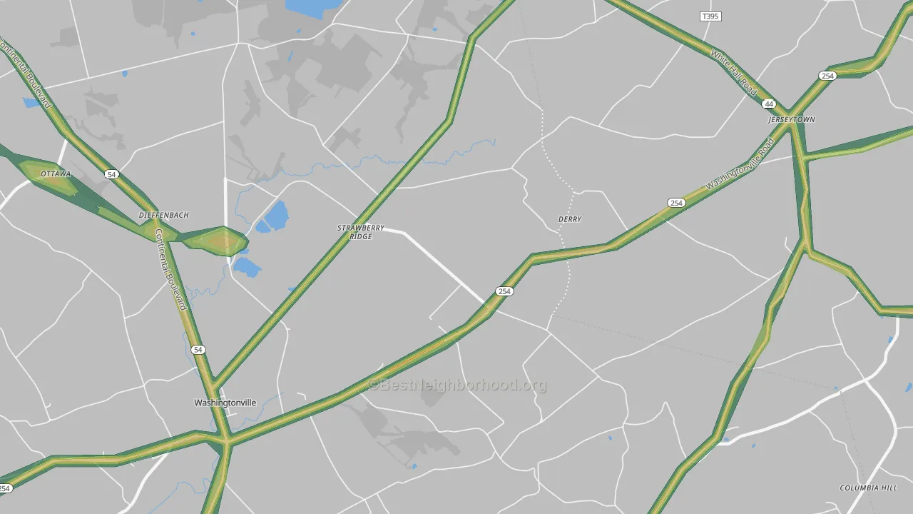 Strawberry Ridge, PA Map of Noise Levels in Strawberry Ridge