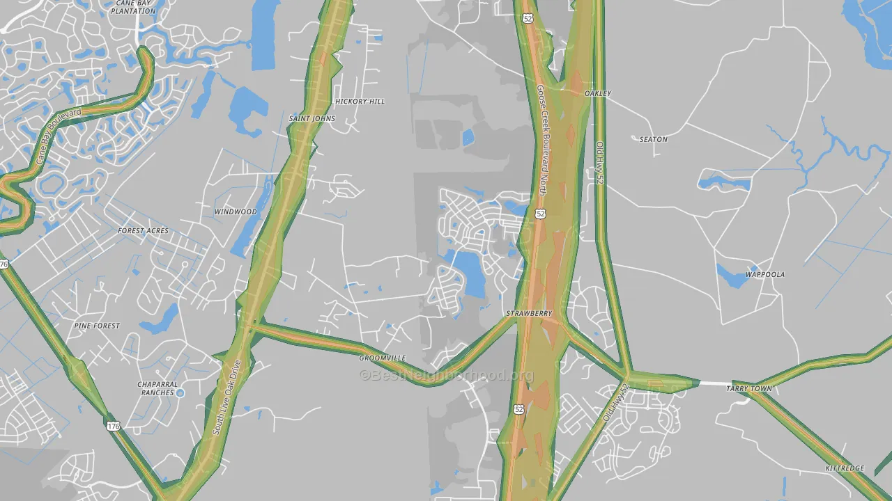Strawberry, SC Map of Noise Levels in Strawberry