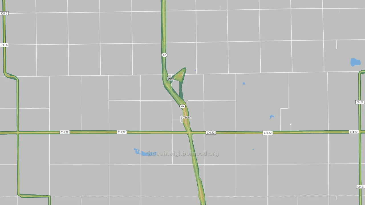 Strawn, IL Map of Noise Levels in Strawn