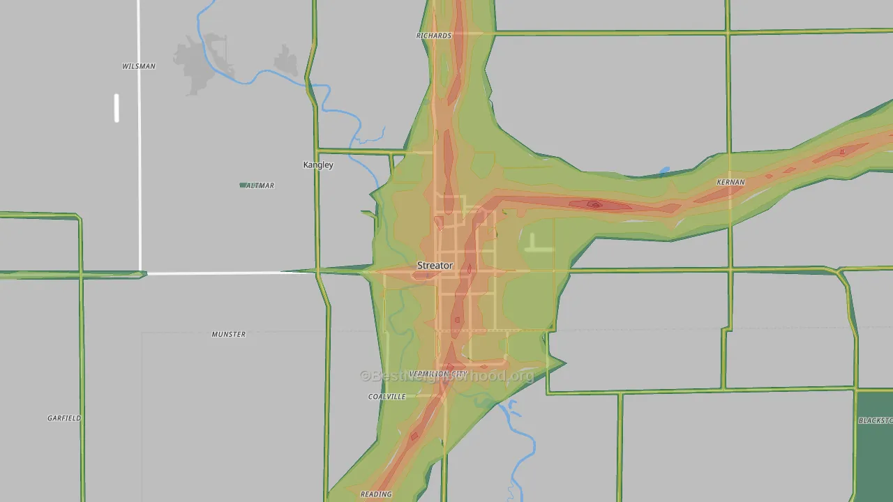 Streator, IL Map of Noise Levels in Streator