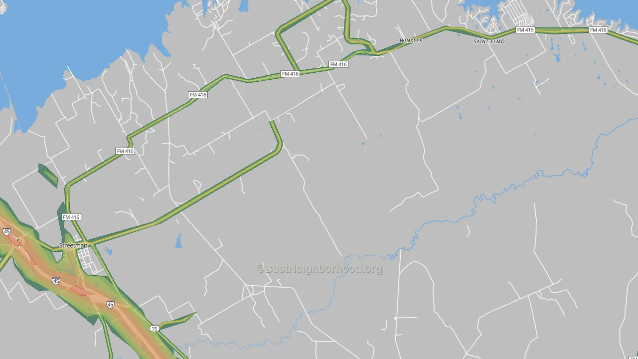 Streetman, TX Map of Noise Levels in Streetman