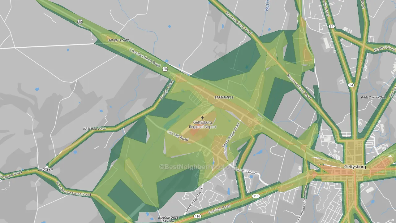 Stremmels, PA Map of Noise Levels in Stremmels