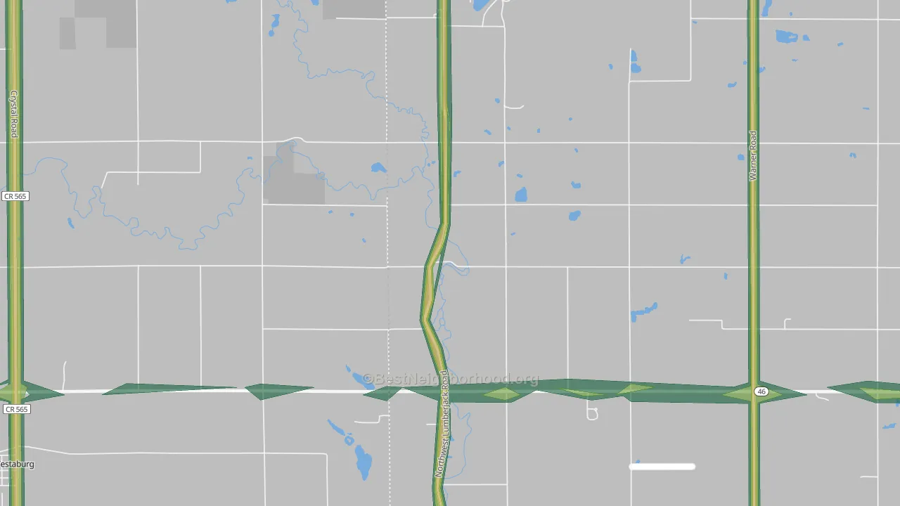 Strickland, MI Map of Noise Levels in Strickland