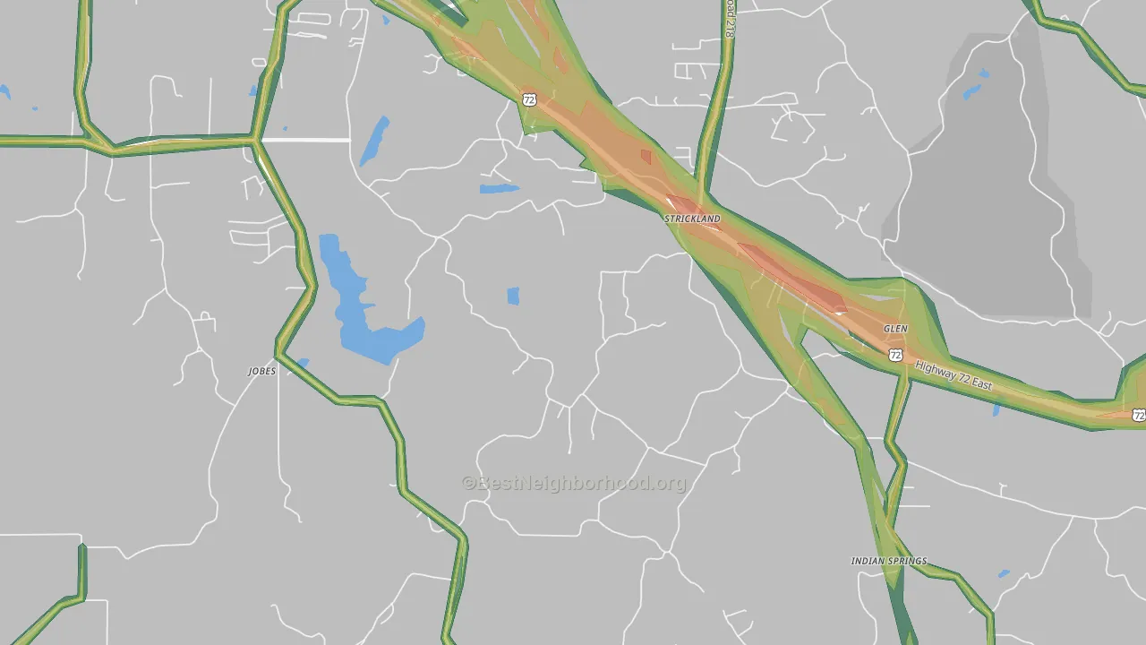 Strickland, MS Map of Noise Levels in Strickland