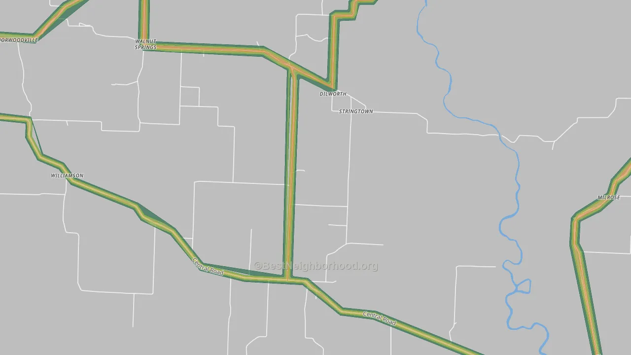 Stringtown, AR Map of Noise Levels in Stringtown
