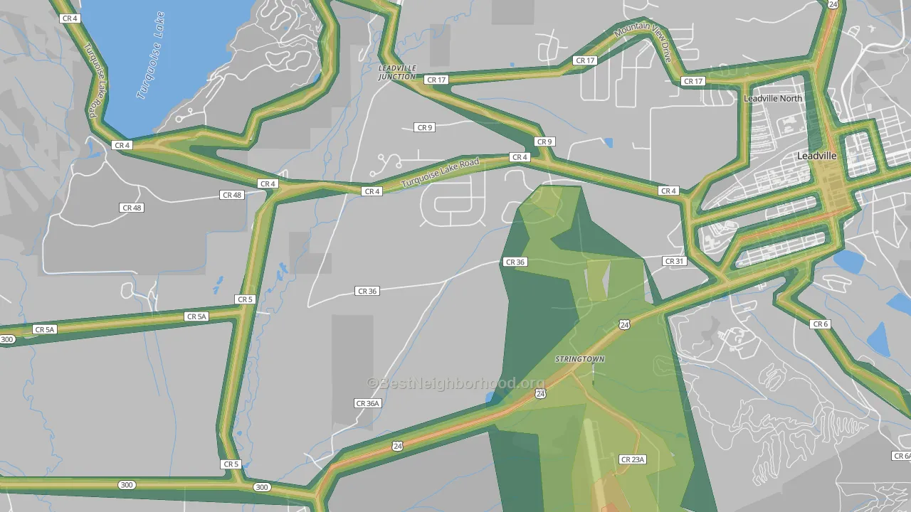 Stringtown, CO Map of Noise Levels in Stringtown