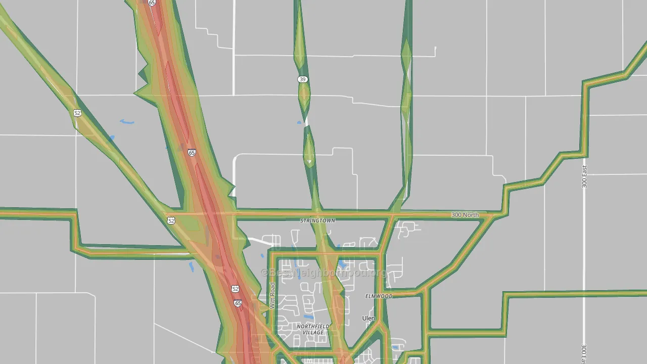 Stringtown, IN Map of Noise Levels in Stringtown