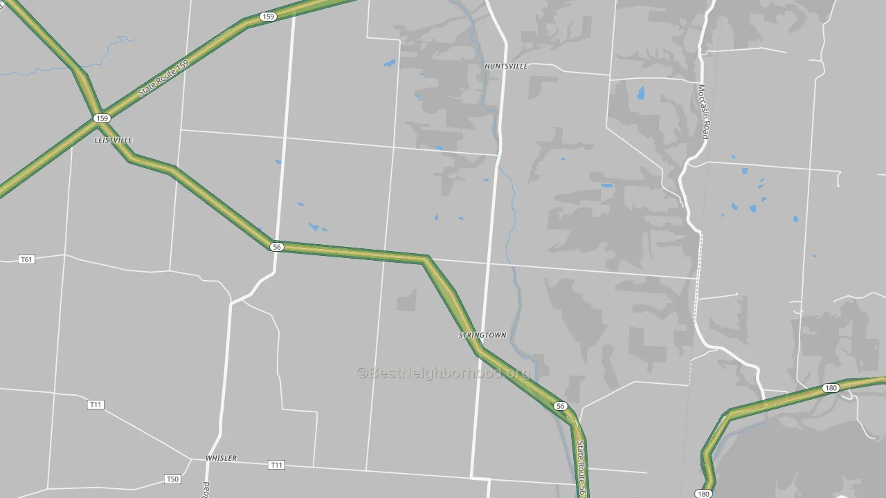 Stringtown, OH Map of Noise Levels in Stringtown