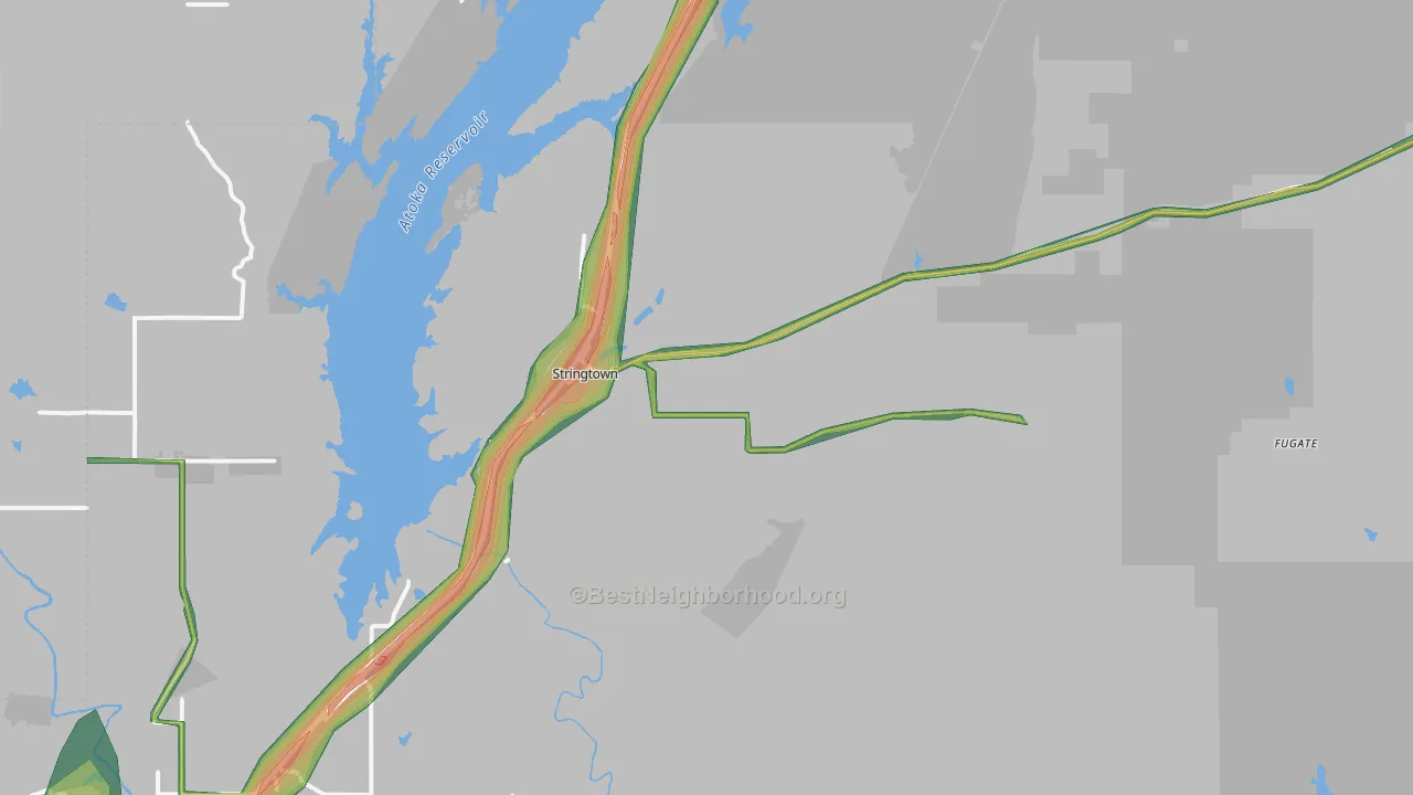 Stringtown, OK Map of Noise Levels in Stringtown