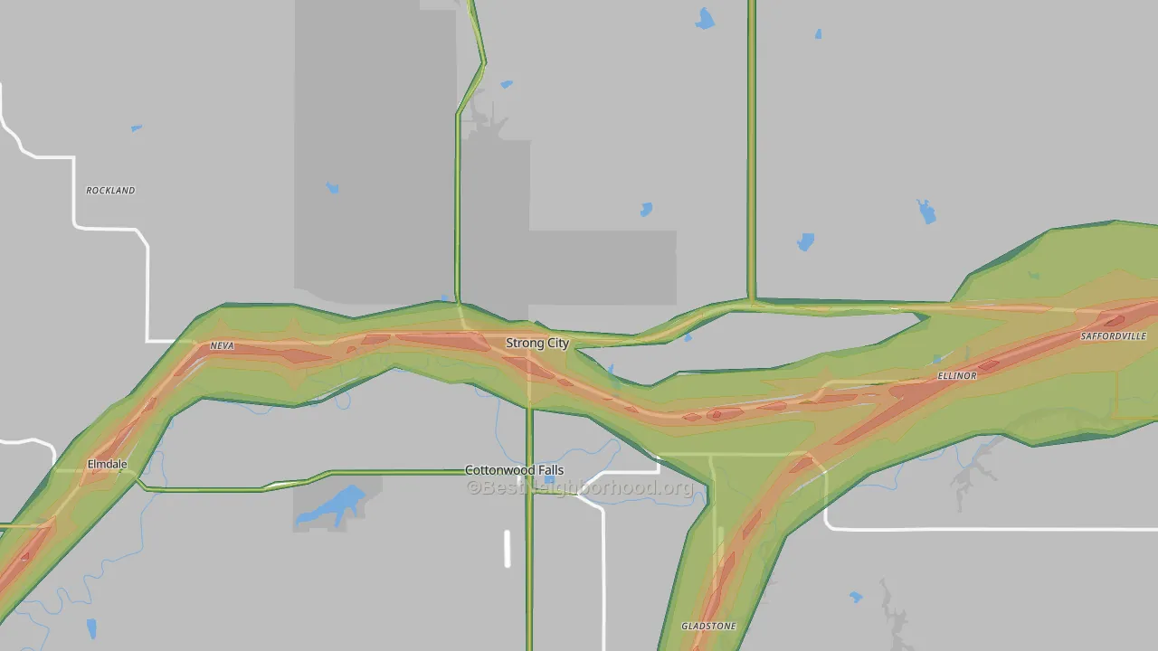 Strong City, KS Map of Noise Levels in Strong City