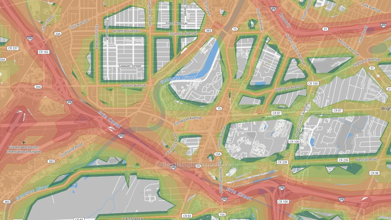 Strong, Rochester, NY Map of Noise Levels in Strong