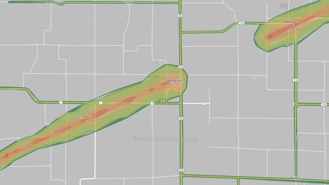 Stronghurst, IL Map of Noise Levels in Stronghurst