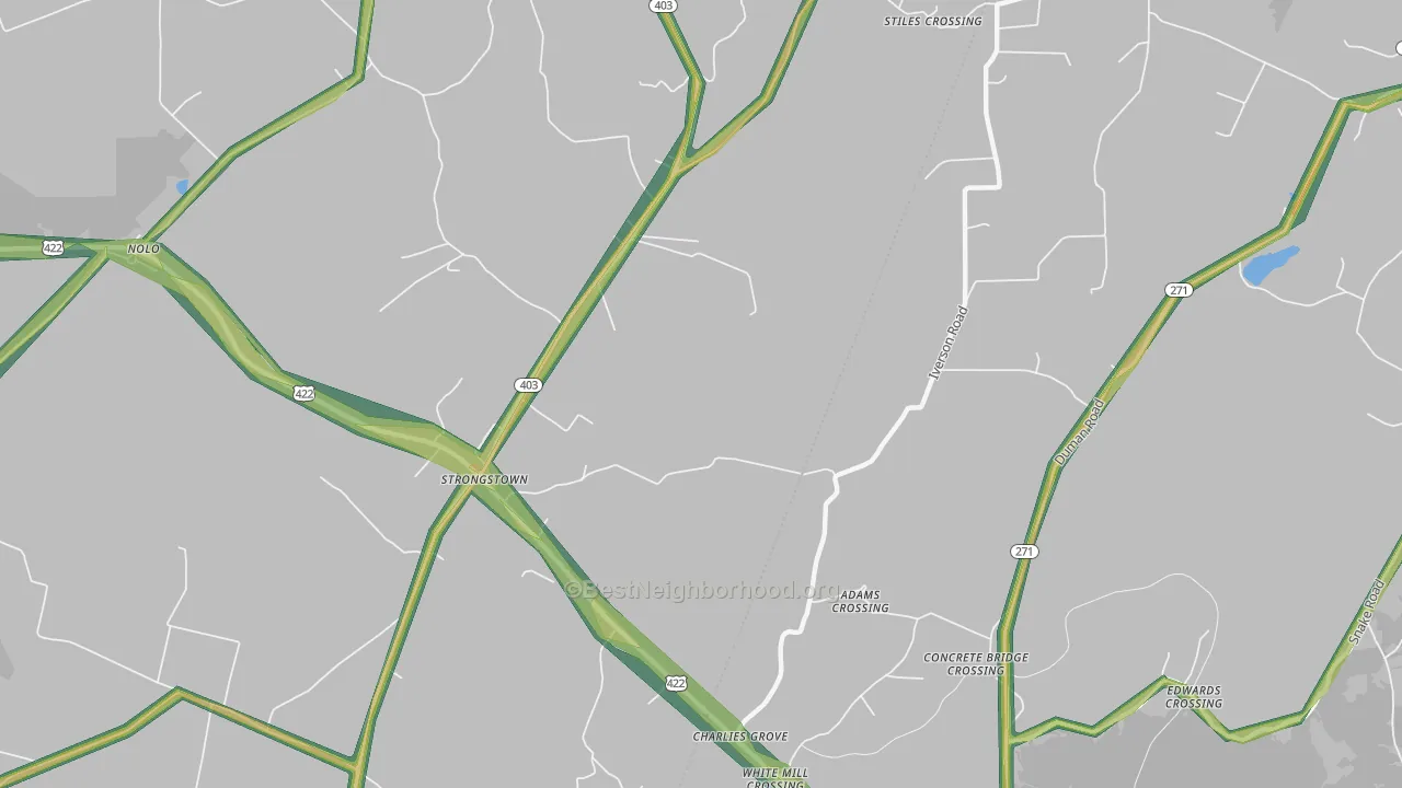 Strongstown, PA Map of Noise Levels in Strongstown