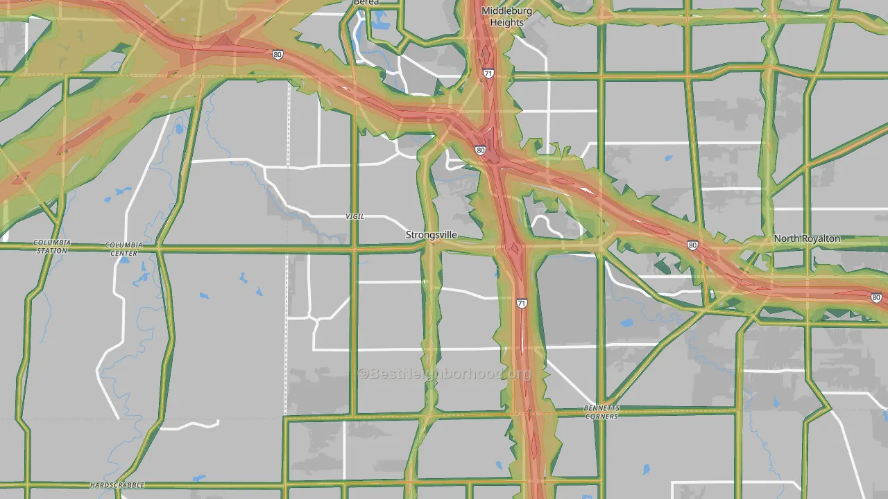 Strongsville, OH Map of Noise Levels in Strongsville