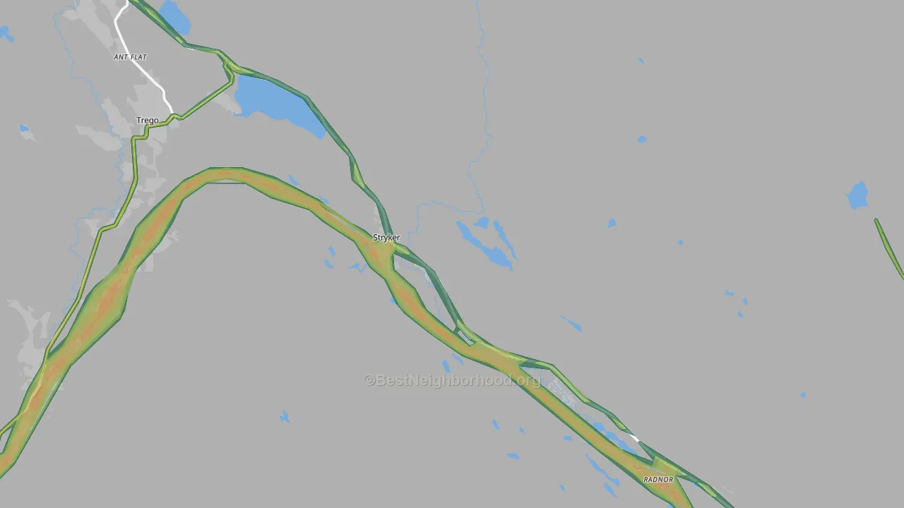 Stryker, MT Map of Noise Levels in Stryker
