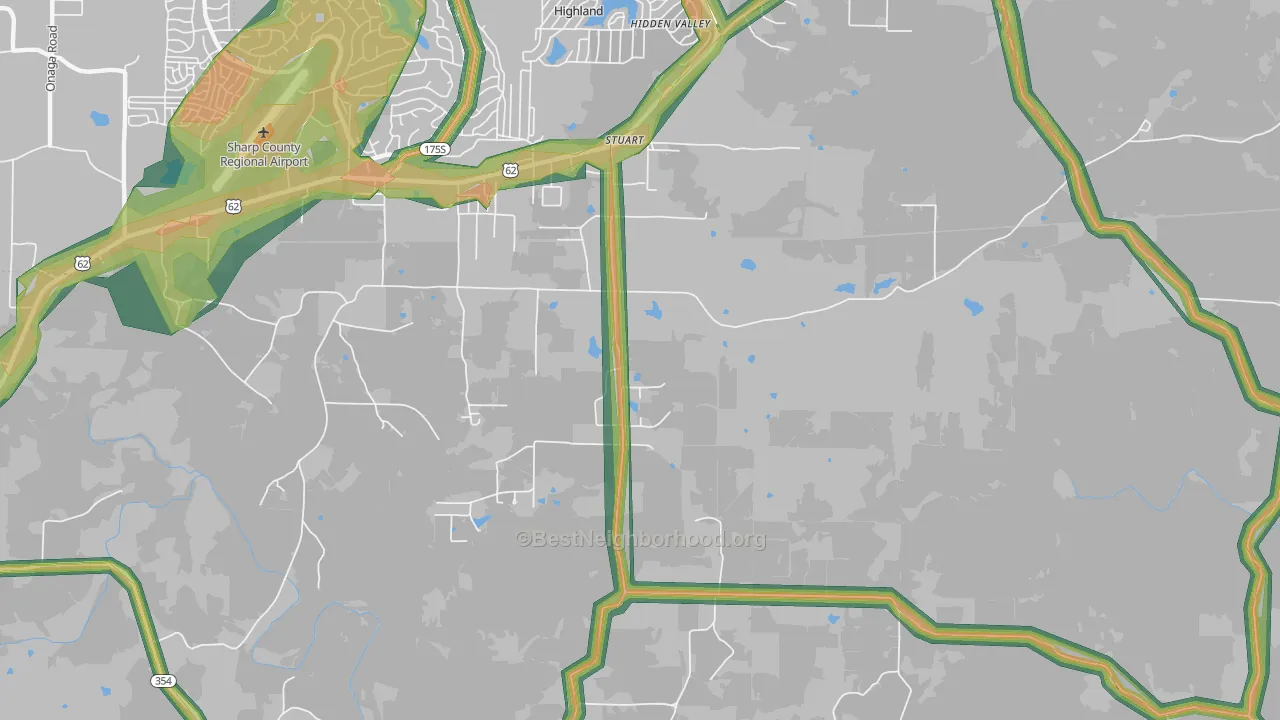 Stuart, AR Map of Noise Levels in Stuart
