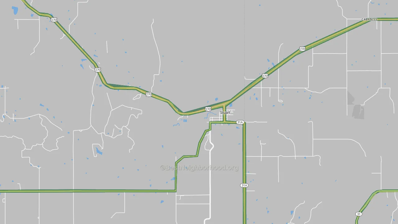 Stuart, OK Map of Noise Levels in Stuart