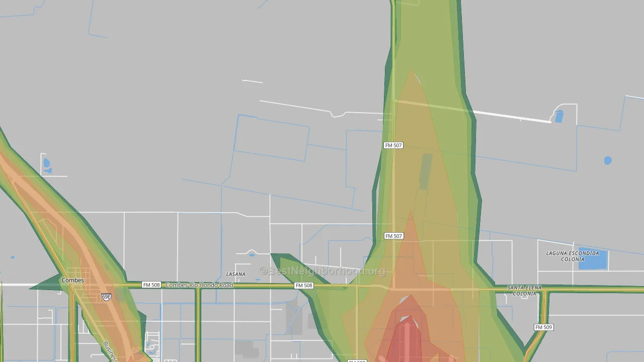 Stuart Place, TX Map of Noise Levels in Stuart Place