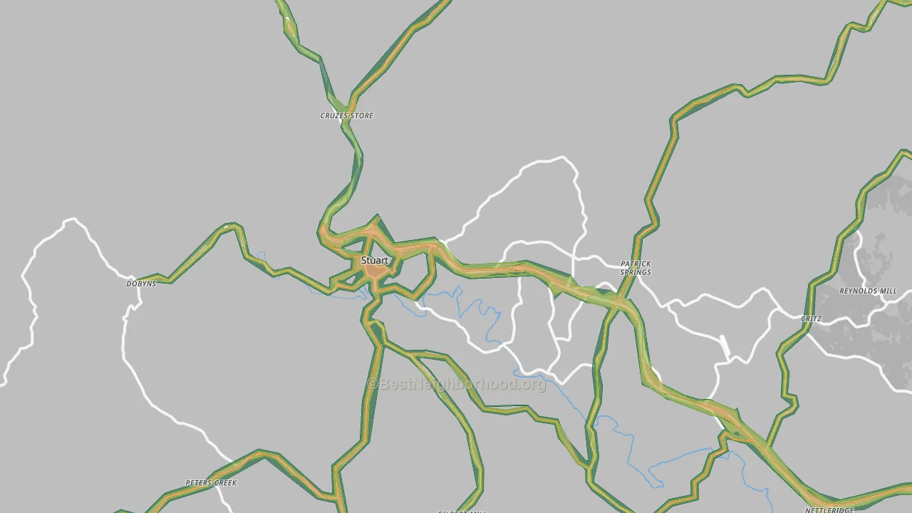 Stuart, VA Map of Noise Levels in Stuart