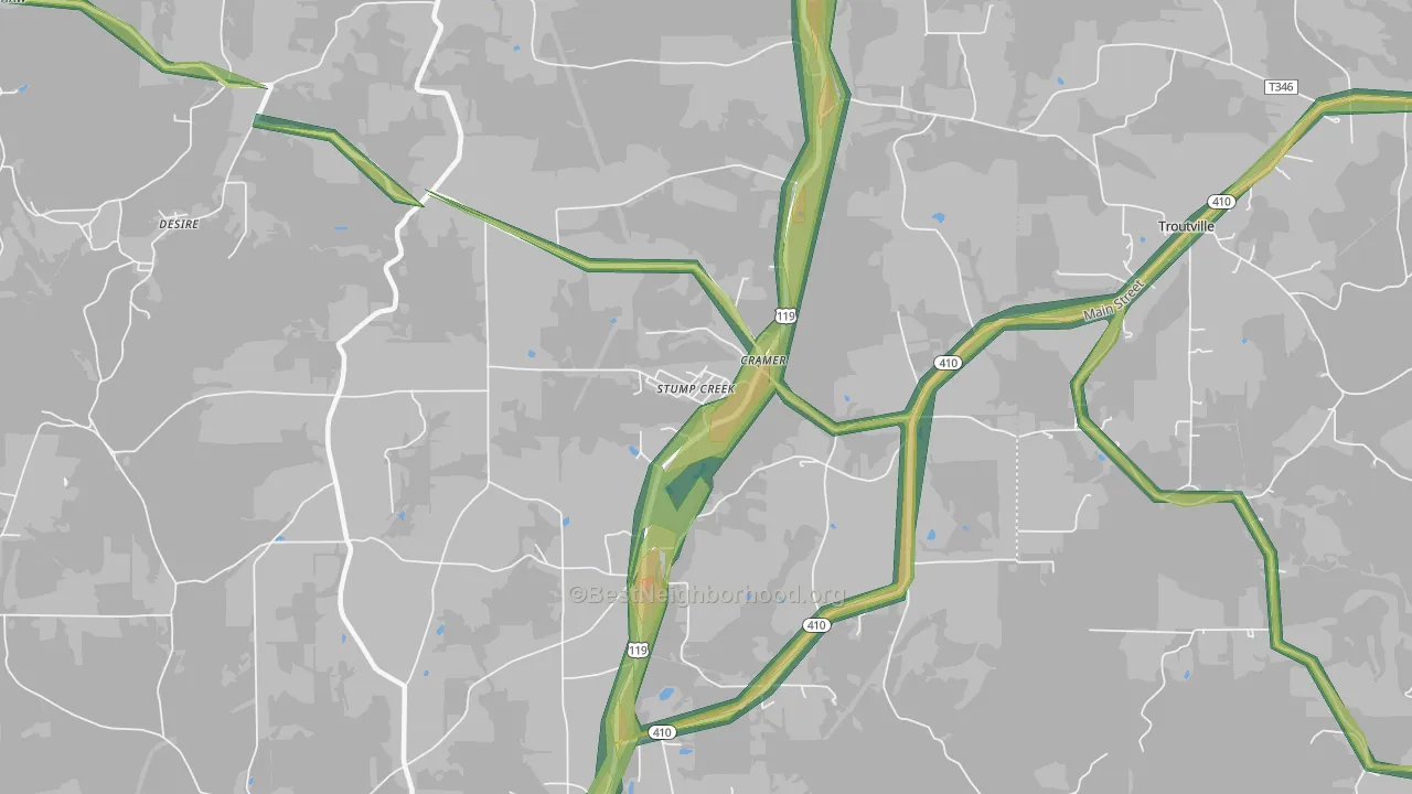 Stump Creek, PA Map of Noise Levels in Stump Creek