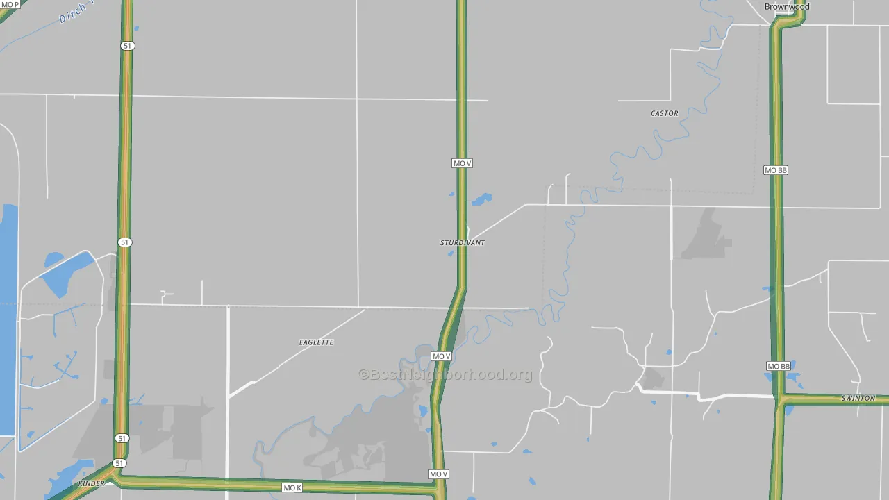 Sturdivant, MO Map of Noise Levels in Sturdivant