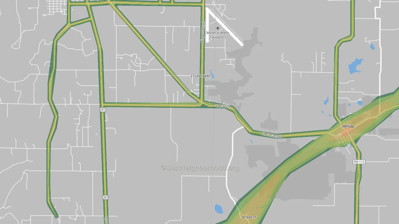 Sturdivant, TX Map of Noise Levels in Sturdivant