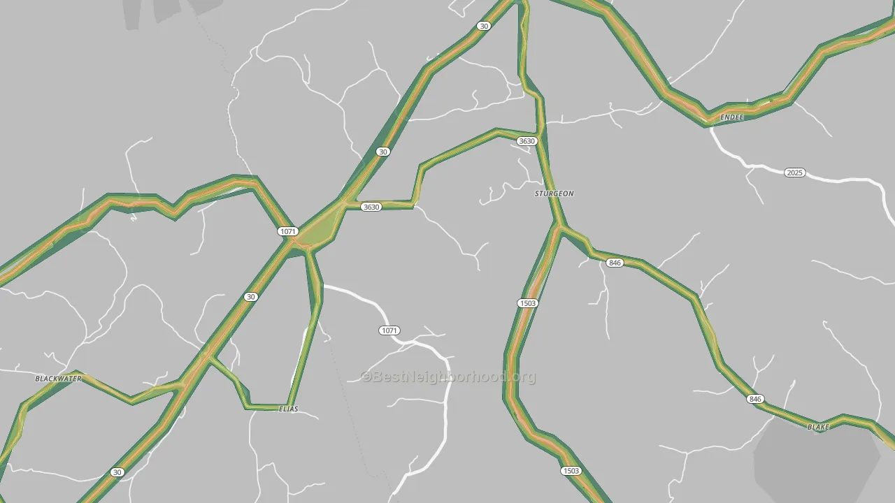 Sturgeon, KY Map of Noise Levels in Sturgeon