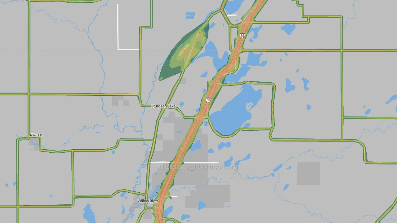 Sturgeon Lake, MN Map of Noise Levels in Sturgeon Lake