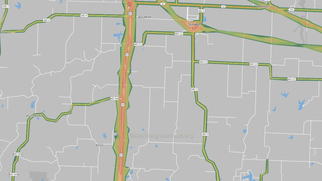 Sturgeon, MO Map of Noise Levels in Sturgeon