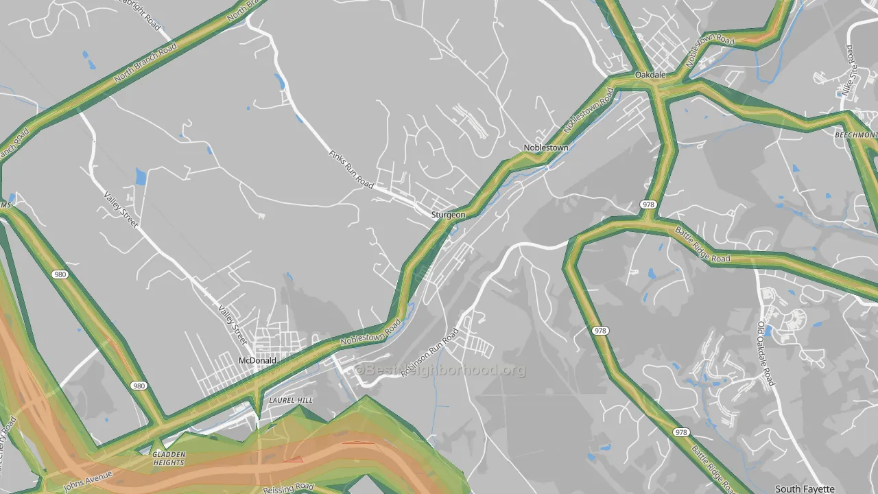 Sturgeon, PA Map of Noise Levels in Sturgeon