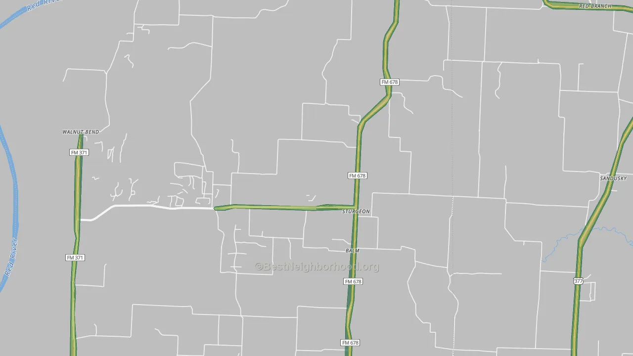 Sturgeon, TX Map of Noise Levels in Sturgeon