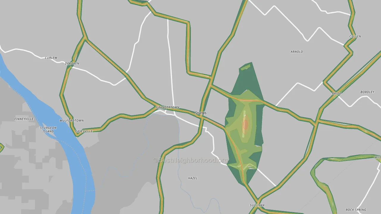 Sturgis, KY Map of Noise Levels in Sturgis