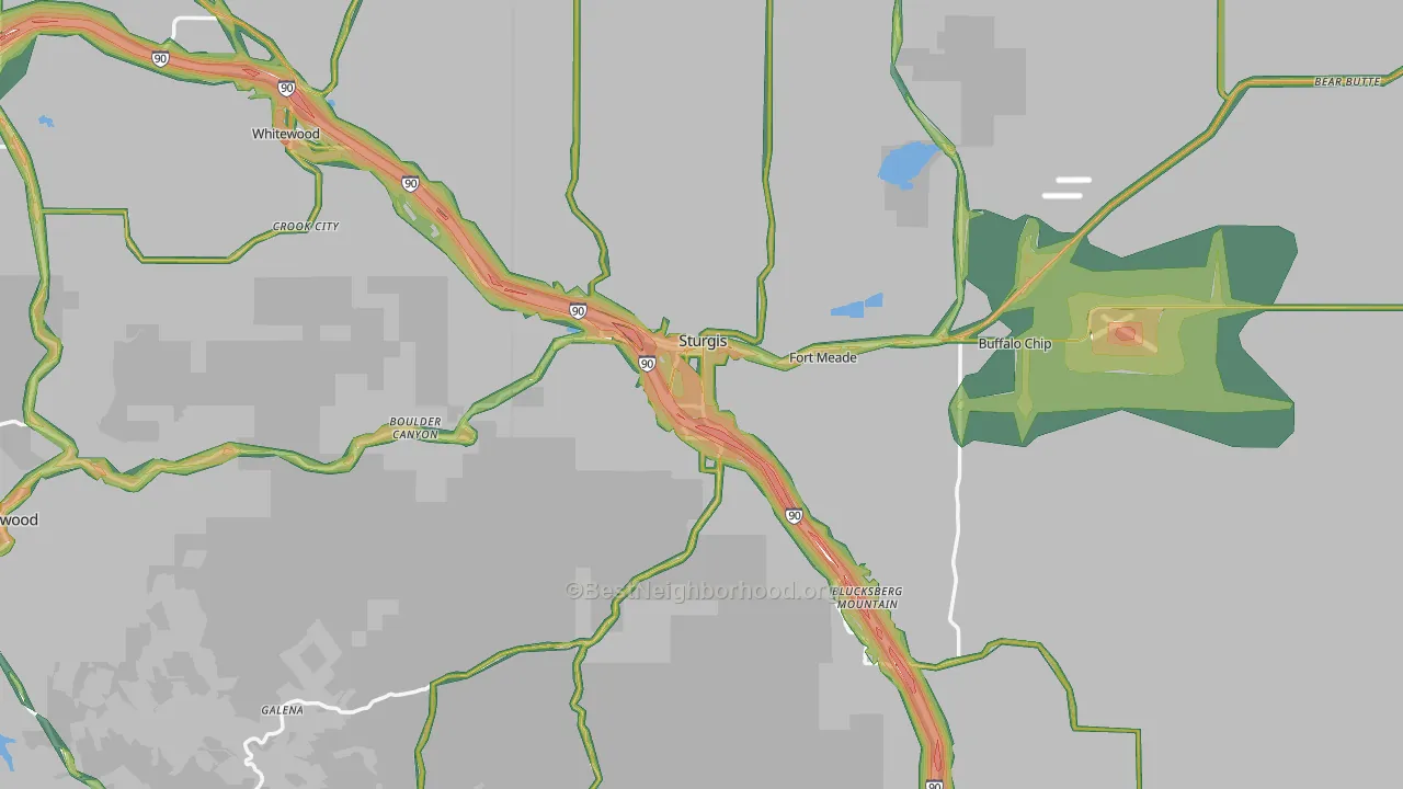 Sturgis, SD Map of Noise Levels in Sturgis