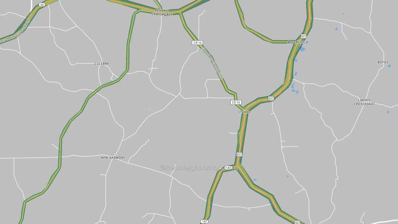 Sturkie, AL Map of Noise Levels in Sturkie